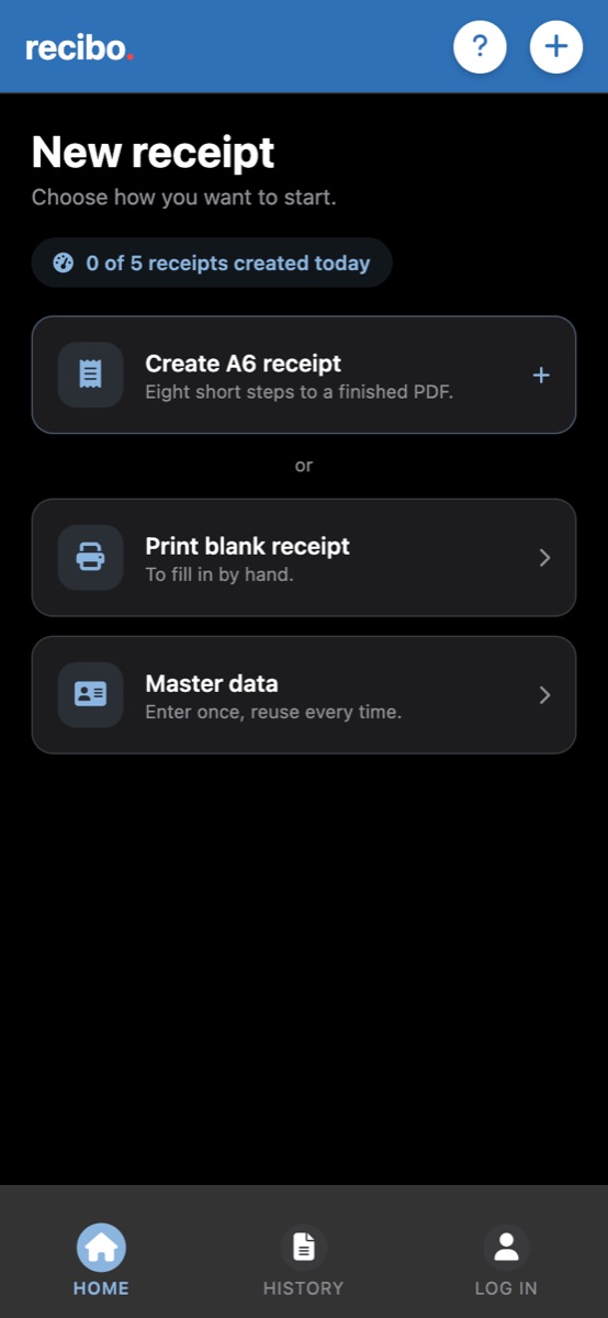 App home screen with the daily counter