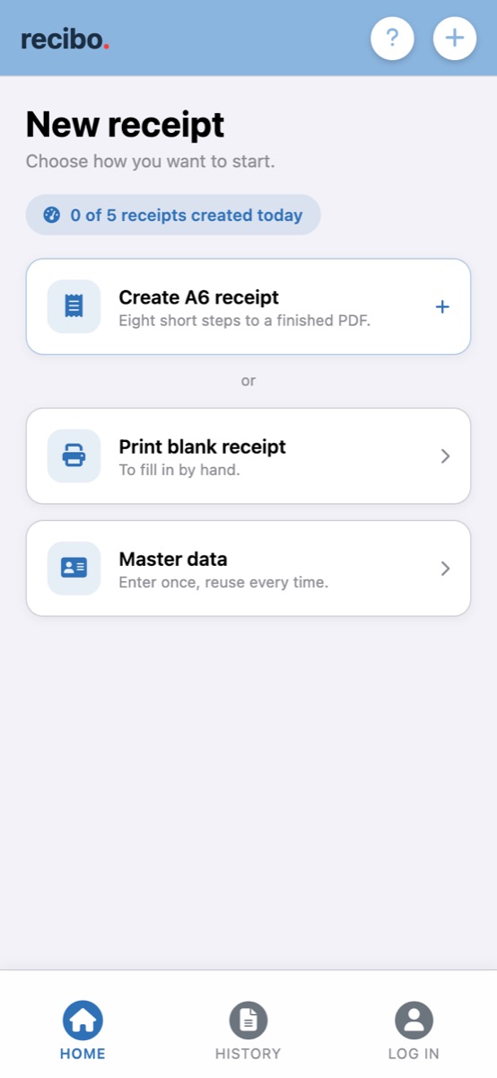 App home screen with the daily counter