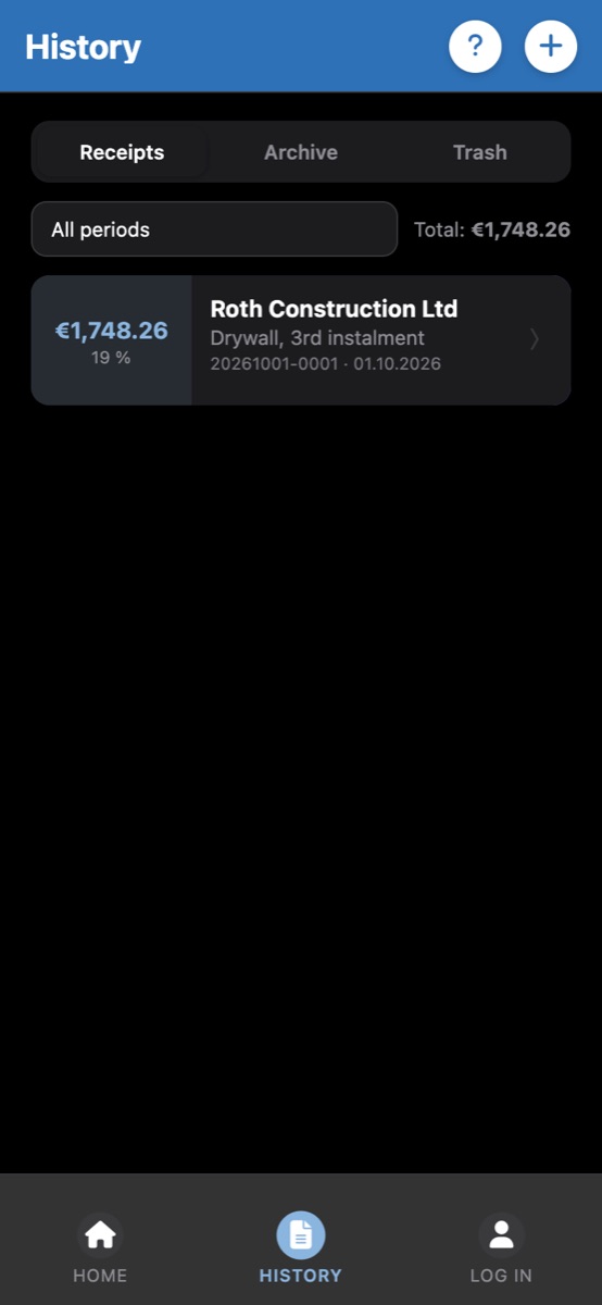 History with monthly total