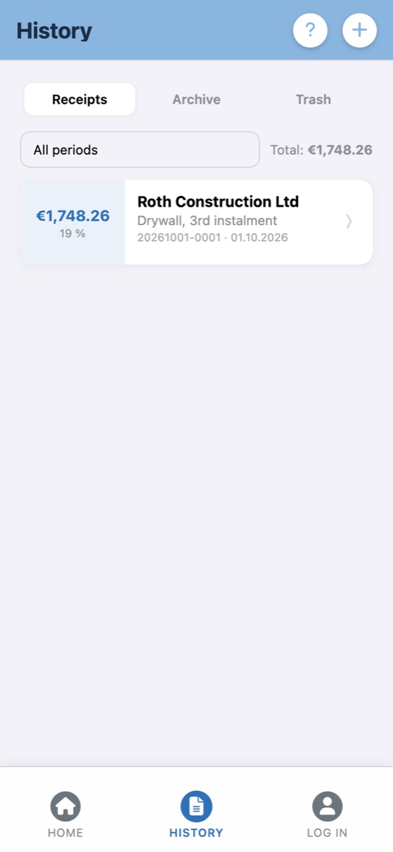 History with monthly total